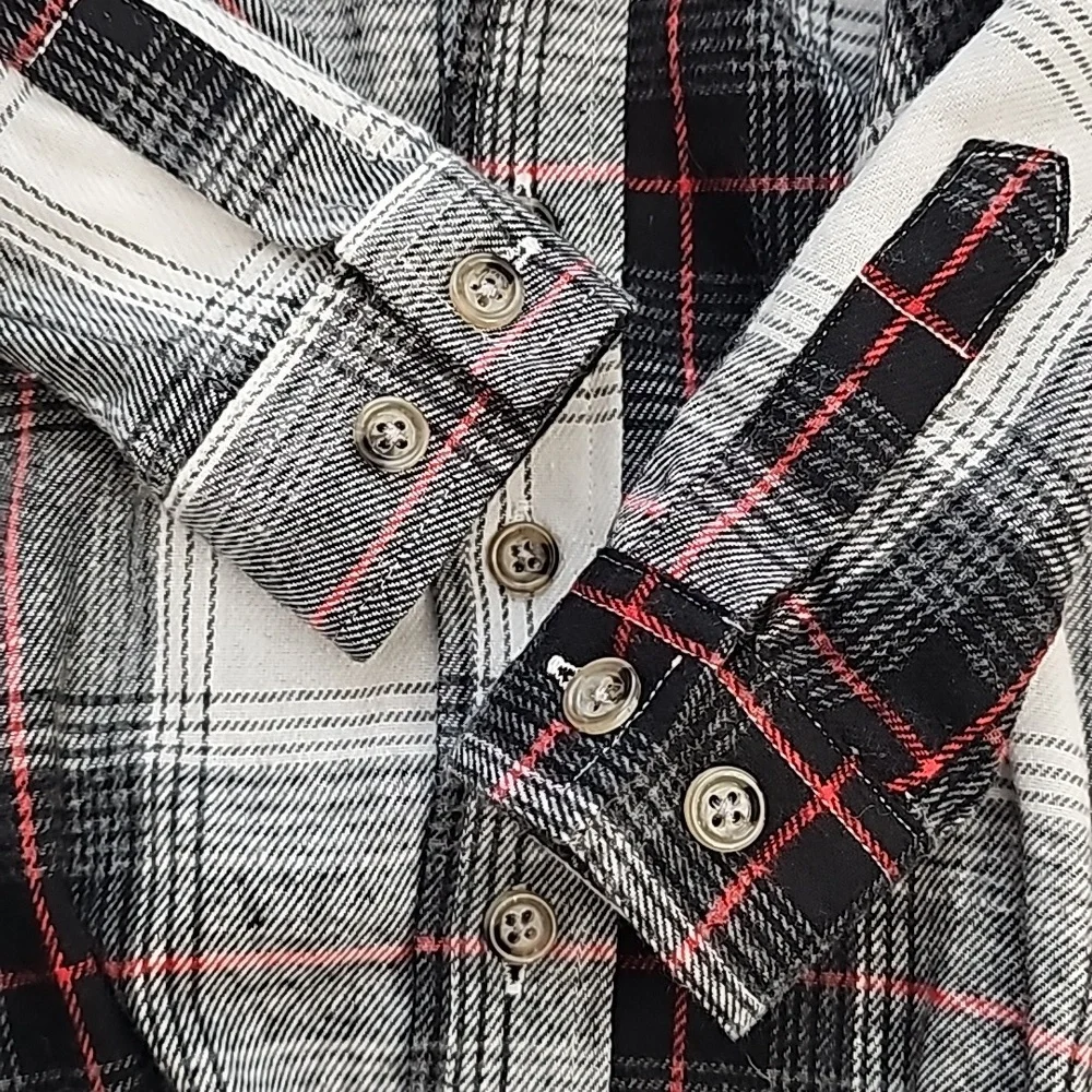 Nwot Sovereign Code Boys Black/Red/White/Gray Plaid Flannel Collared Onsie